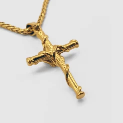 ICEEX Rose Cross Pendant Necklace -Iceex Gold Angle2 1