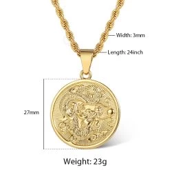 ICEEX 18k Gold 3mm Rope Necklace Dragon Pendant -Iceex H0665b3200d6e4e0b866664884f9ab036e