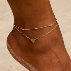 ICEEX 18k Gold Love Pearl Anklet Set