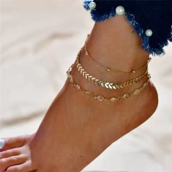 ICEEX 18k Gold Pearl White Anklet Set