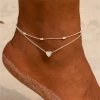ICEEX Sterling Silver Pearl Heart Anklet Set -Iceex H4c09878ff1c647089999573c4c2b7effI