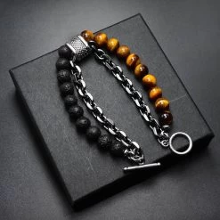 ICEEX Tiger Eye Stone Beaded Silver Bracelet (10-Variants) -Iceex H4f66ab4e738e4334ad6b00c88e3c04b6G