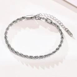 ICEEX Silver 3/5mm Rope Bracelet