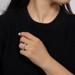 ICEEX 18kt White Gold Sterling Silver Diamond Baguette Lush Ring -Iceex Hadc493e365d74e519231e088069b963eF