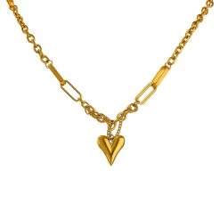 ICEEX 18k Gold Love Heart Chain Necklace