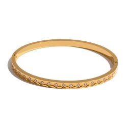 ICEEX 18k Gold Diamond Crescent Bangle