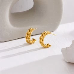ICEEX 18k Gold Rope Earrings