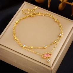 ICEEX 18k Gold Rose Diamond Anklet