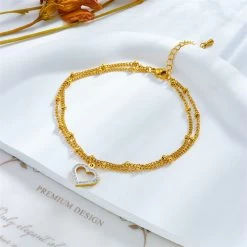 ICEEX 18k Gold Rubier Diamond Heart Anklet -Iceex S0e76e992d5d44618b42c8d2a31785a96J
