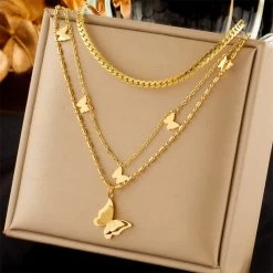 ICEEX 18k Gold Miami Chain Butterfly Set