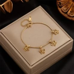 ICEEX 18k Gold Cube Linked Butterfly Anklet