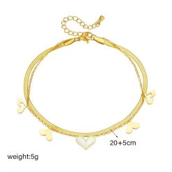 ICEEX 18k Gold Double Layered Heart Anklet -Iceex S218c7e1e61ab40399e34c2ed81f19877S