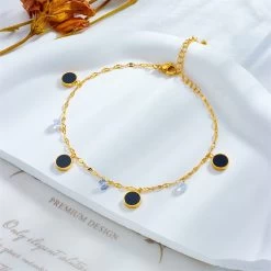 ICEEX 18k Gold Black Gem Diamond Anklet -Iceex S2531888df19c4f2b9a233576bae587958