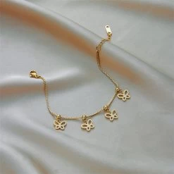 ICEEX 18k Gold Cube Linked Butterfly Anklet -Iceex S257b8b0bcfea4e14908ac3aaeb8a9f86v