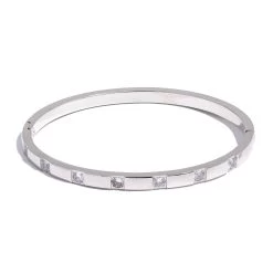 ICEEX Platinum Silver Diamond Cubed Bangle