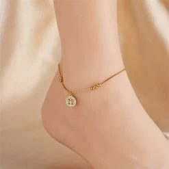 ICEEX 18k Gold Rope Cube Pearl Tree Anklet -Iceex S2c326f09d52e45afb264337bd701b51cl