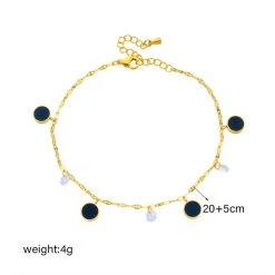 ICEEX 18k Gold Black Gem Diamond Anklet -Iceex S300b8543c7ee47e695cdae81e0b80996N