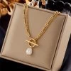 ICEEX 18k Gold Miami Cuban Pearl Rock Necklace -Iceex S378106a977ad44a1b1c12a11859bf12az