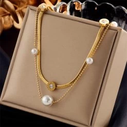 ICEEX 18k Gold Diamond Pearl Storm Necklace Set