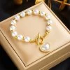 ICEEX 18k Gold Pearl Heart Diamond Bar Link Bracelet -Iceex S40d9282feea84195a5db1c151614acdaO