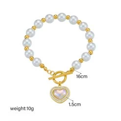 ICEEX 18k Gold Pearl Heart Diamond Bar Link Bracelet -Iceex S46dbfb361e824d168283b8b00cc7fd3eF