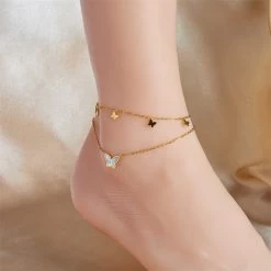 ICEEX 18k Gold Inter Linked Butterfly Love Anklet -Iceex S4bf261e485434e029105d5deaf7a4a52w