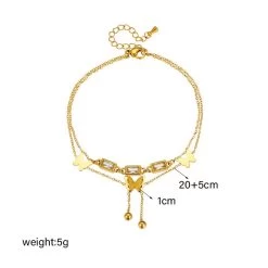 ICEEX 18K Gold Diamond Baguette Butterfly Anklet -Iceex S4cba2e8123e04300b53a93634ba466a8w