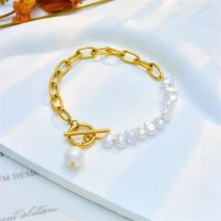 ICEEX 18k Gold French Cuban Pearl Bracelet -Iceex S4e1f29651d57487885bb5f695c48b8aaH