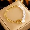 ICEEX 18k Gold French Cuban Pearl Bracelet -Iceex S5556e216be204108b50281ff278425c2d