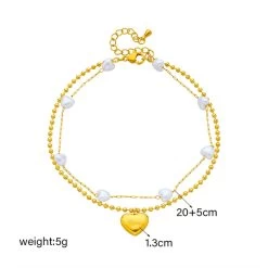 ICEEX 18k Gold Love Pearl Anklet -Iceex S583de38a11014d28b3ece12a02188d88s