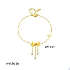 ICEEX 18k Gold Butterfly Diamond Chandelier Anklet -Iceex S5b03caecadf048e2896e56292360f463r