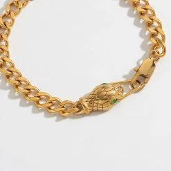 ICEEX 18k Gold Emerald Snake Cuban Bracelet -Iceex S61379aea74c04900ab8d80b15124bf36o