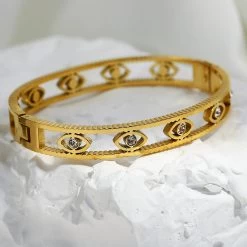 ICEEX 18k Gold Evil Eye Diamond Bangle -Iceex S7cfd45abd83b40cd8cfda4590bd0e5e4f