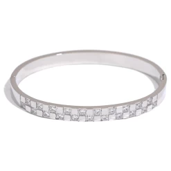 ICEEX Sterling Silver Double Layered Diamond Bangle