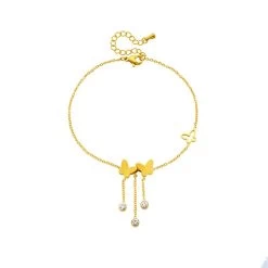 ICEEX 18k Gold Butterfly Diamond Chandelier Anklet -Iceex S91f6cc6618f24184888de086543b19417