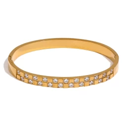 ICEEX 18k Gold Double Layered Diamond Bangle