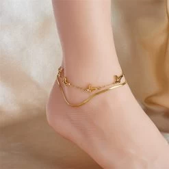 ICEEX 18k Gold Snake Chain Butterfly Anklet -Iceex S9367c30dc2704991b50044ef74a91217x