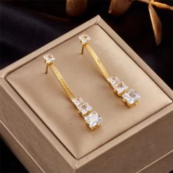 ICEEX 18k Gold Micro Paved Diamond Earrings