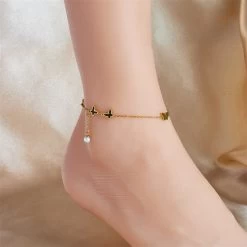 ICEEX 18k Gold Butterfly Pearl Anklet -Iceex Sa198eb433a574c23ba54acca78e7c8f20