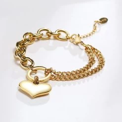 ICEEX 18k Gold Double Linked Heart Belcher Bracelet -Iceex Sae92a0d904f542849b08c539e7298adfY