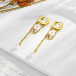 ICEEX 18k Gold Miami Pearl Link Earrings