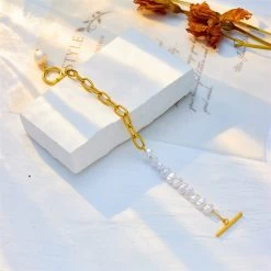 ICEEX 18k Gold French Cuban Pearl Bracelet -Iceex Sb273977f58244065baa40ec9c565aed1r