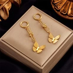 ICEEX 18k Gold Love Butterfly Earrings