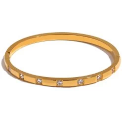 ICEEX 18k Gold Diamond Cubed Bangle