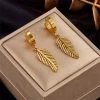 ICEEX 18k Gold Feather Earrings -Iceex Sc0562dbd08e44c56a52f1a9fc1c57322g