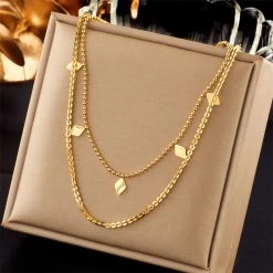 ICEEX 18k Gold Diamon Linked Necklace Set