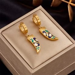 ICEEX 18k Gold Rhino Horn Earrings