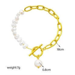 ICEEX 18k Gold French Cuban Pearl Bracelet -Iceex Sd61a4b0bd7a84adcb322c906b0985da8V
