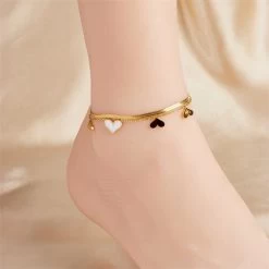 ICEEX 18k Gold Double Layered Heart Anklet -Iceex Sdb07cf967ca34cf3a8bd4242617c77508