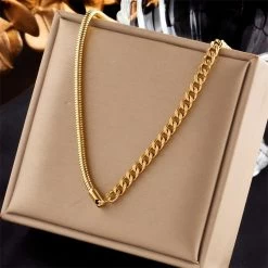 ICEEX 18k Gold Half Rope Half Cuban Chain